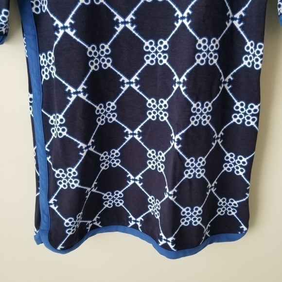 Crown & Ivy Blue/Navy Nautical Key Print 3/4 Sleeves Midi Shift Dress Size XS - Picture 10 of 12